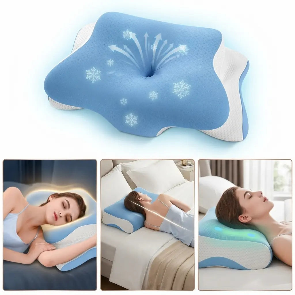 SleepCloud® Almohada Cervical Ergonómica Azul
