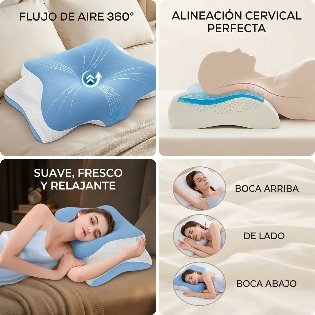 SleepCloud® Almohada Cervical Ergonómica Azul