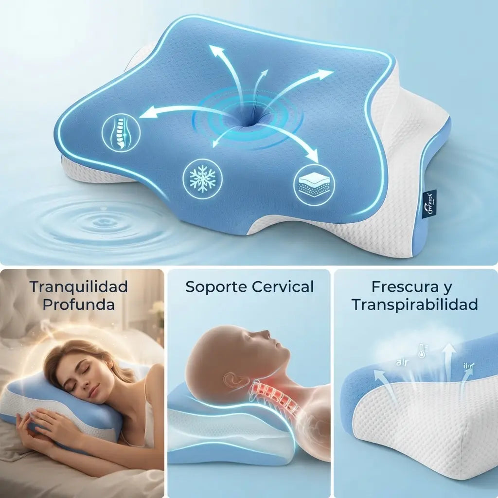 SleepCloud® Almohada Cervical Ergonómica Azul